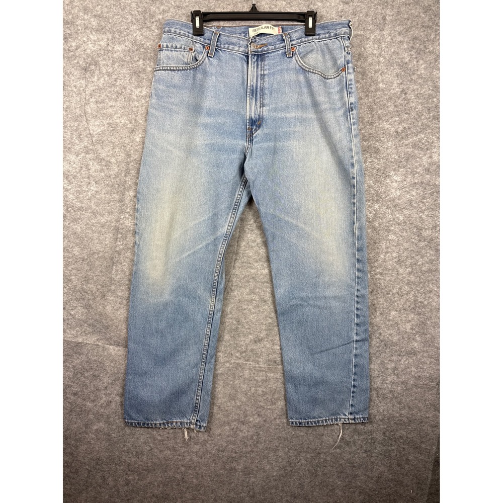 Levis 505 Regular Fit Light Wash Blue Denim Jeans Mens W38 L30 100% Cotton
